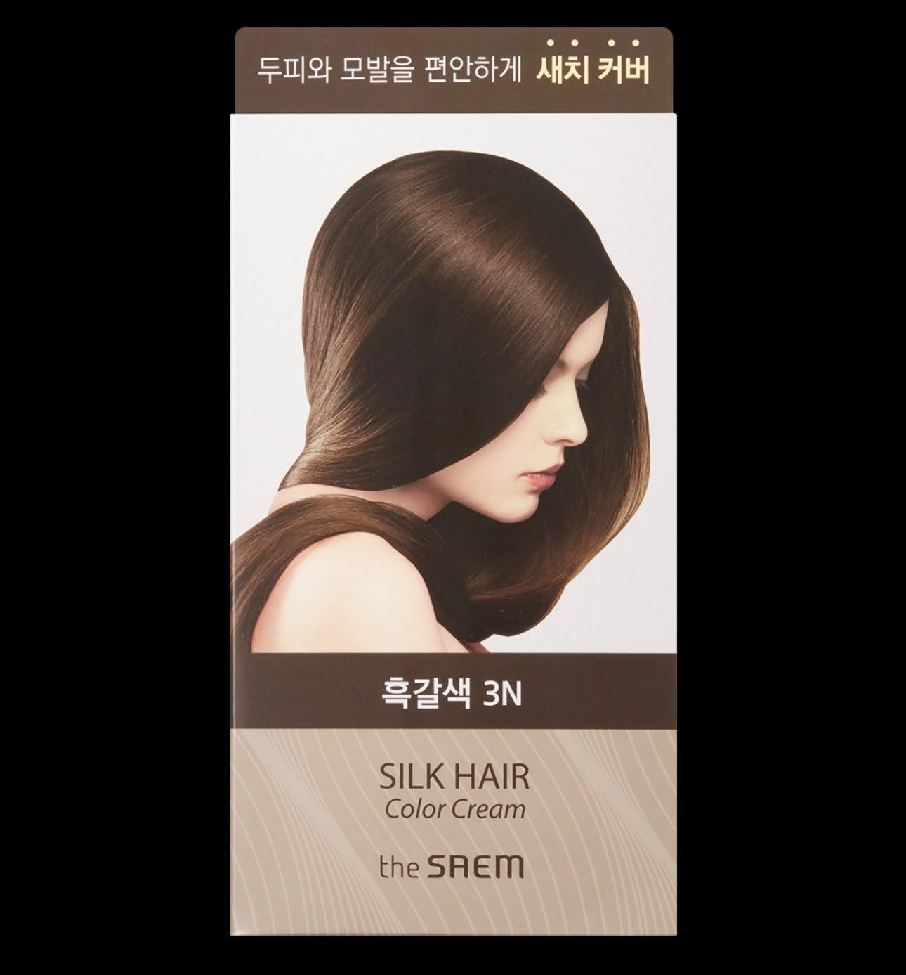 The Saem Silk Hair Color Cream Gray Hair Cover Brown Black 60g + 60g