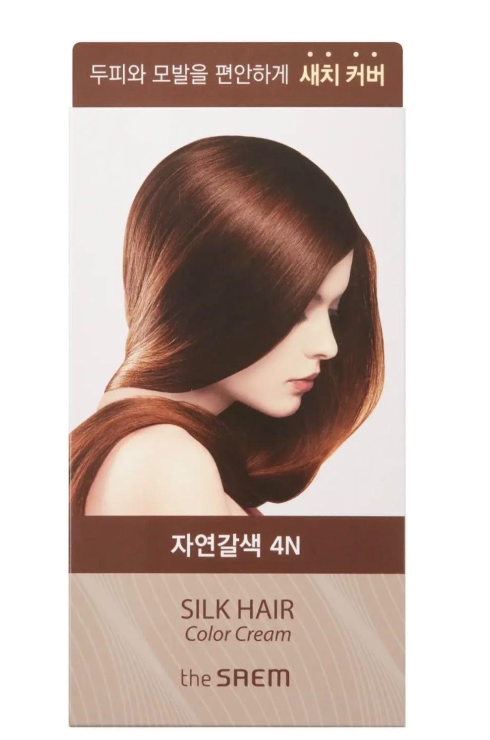 The Saem Silk Hair Color Cream Gray Hair Cover Natural Brown 60g + 60g